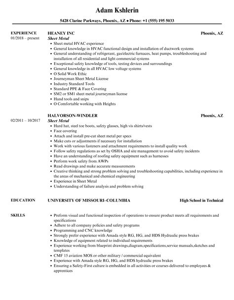 sheet metal design engineer resume|sheet metal engineering skills.